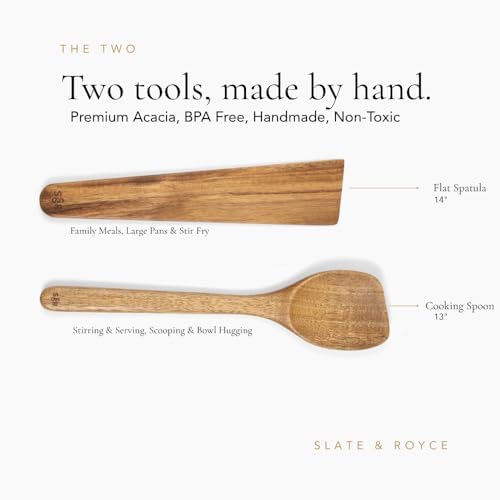 SLATE & ROYCE 2-Piece Acacia Wood Spoon and Spatula Set