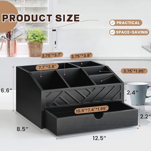 Coffee Bar Organizer with Drawer, Coffee Station Organizer for