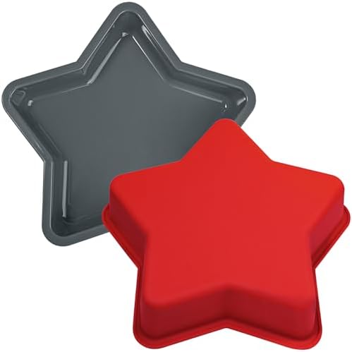 Webake 2Pcs Silicone Star Cake Pan 10 Inch Large Nonstick Star Shaped