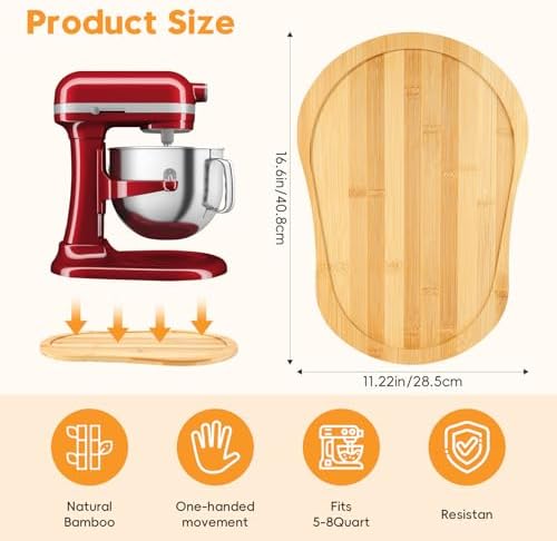 Bamboo Mixer Slider Mat for KitchenAid 5-8 Qt Stand Mixer