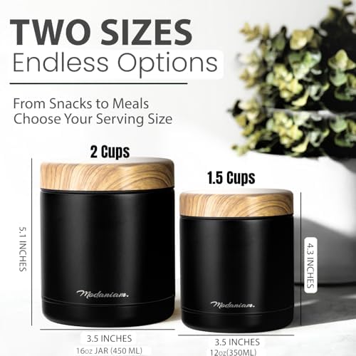 Modaniam Stainless Steel Insulated Food Jar Set of 2 (16oz + 12oz)