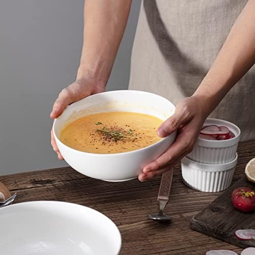 DOWAN Salad Bowls, Large Pho Bowls, 8" White Centerpiece Bowls for