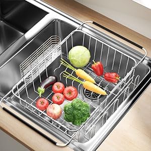 Small Dish Drying Rack in Sink, Extendable Stainless Steel Dish Drainers - Image 8