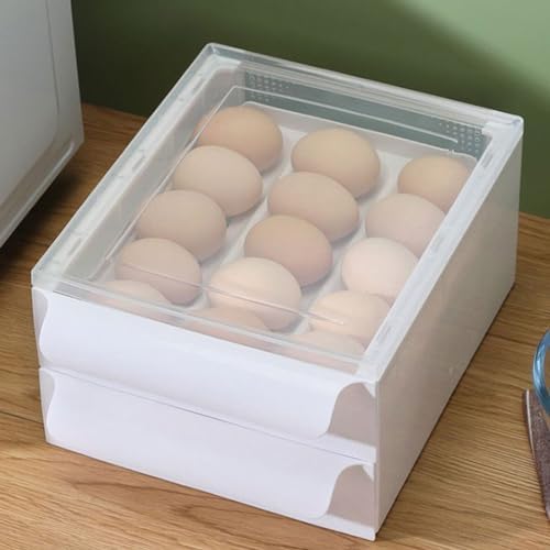 Double Layer Eggs Container with Drawers Practical Organizer Easy to
