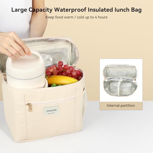 Voova Stackable Stainless Steel Lunch Box, 3-Tier (Beige)
