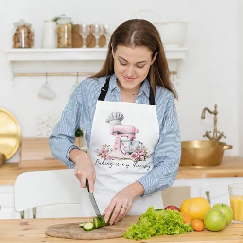 Pink Mixer Kitchen Cooking Grilling Aprons for Women with Pockets Cute