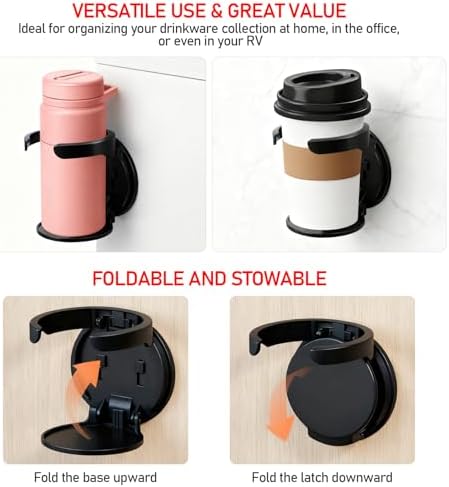Wall Mount Cup Holder 2 Pack Black Water Bottle Organizer for Stanley