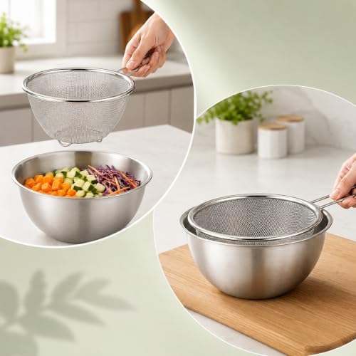 Mini Colander Food Strainer, Mixing Strainer Bowl with Scale