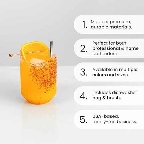 A Bar Above Short Straws for Cocktails, 5 Inch Stainless Steel, 6 Pack