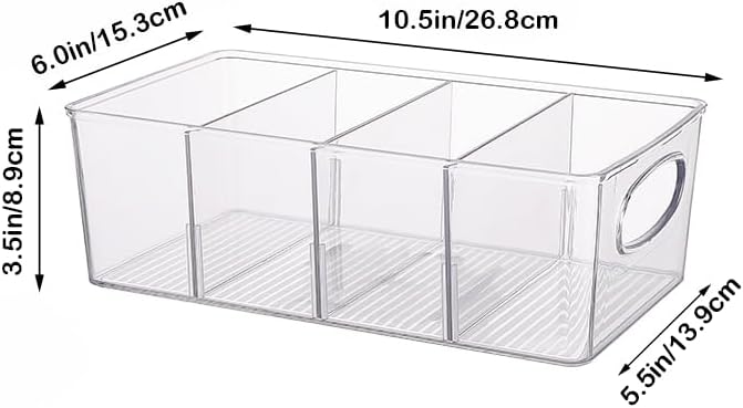 Clear Plastic Storage Bins with Removable Dividers – Pantry Snack