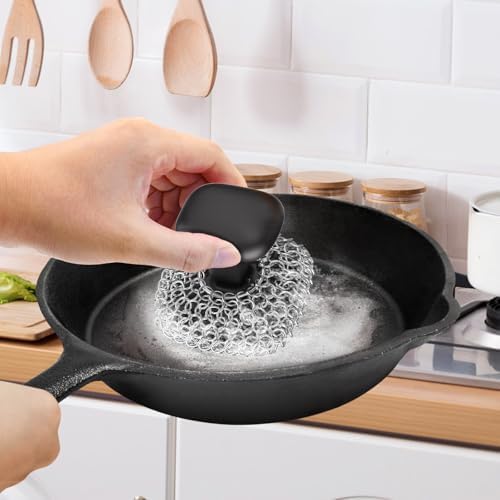 Cast Iron Scrubber Dish Scrub Brush for Cast Iron Pan Skillet