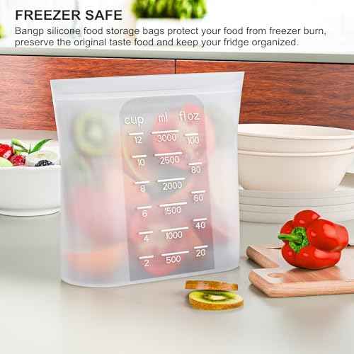 Bangp Premium Silicone Reusable Food Storage Bags,4 Pack