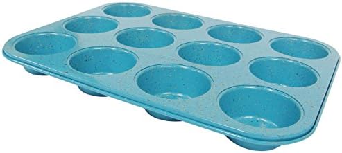 casaWare Ceramic Coated NonStick 12 Cup Muffin Pan (Blue Granite)