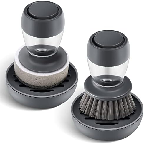 Dish Scrubber Brush with Soap Dispenser, 2 Brushes