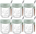 6 Pack Overnight Oats Containers with Lids and Spoons, 16 oz Glass