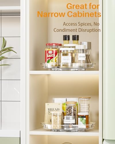 LAMU 2 Pack 9 Inch Lazy Susan Organizers, Clear
