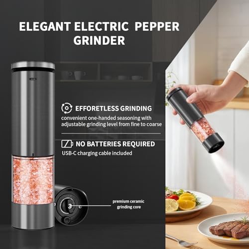 Haomacro Electric Salt & Pepper Grinder Set, Larger Capacity