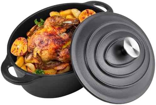 5.5 Quart Oval Cast Iron Dutch Oven Pot with Lid, Oven Safe up to 550°