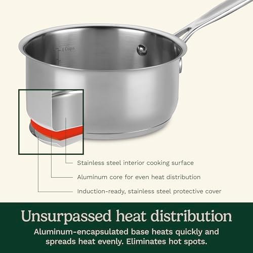 Cuisinart 1.5 Quart Sauce Pan with Cover, Stainless Steel Pot with