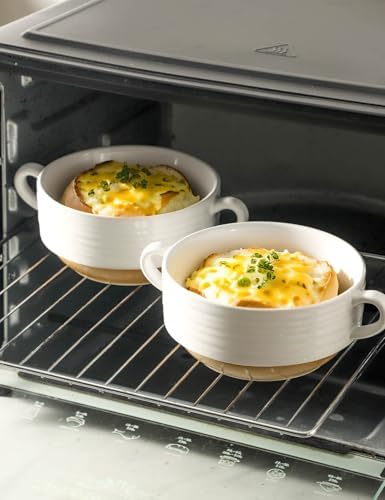 HASENSE French Onion Soup Bowls, 20 oz Ceramic Soup Bowls with Handle