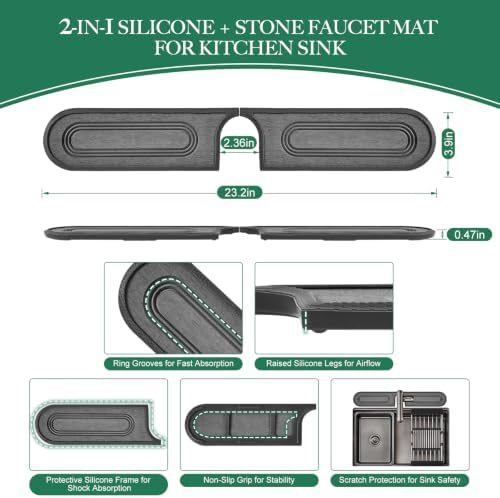 Faucet Mat for Kitchen Sink with Airflow Silicone Sleeve, Instant-Dry