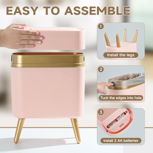 Automatic Bathroom Trash Can, Pink Gold