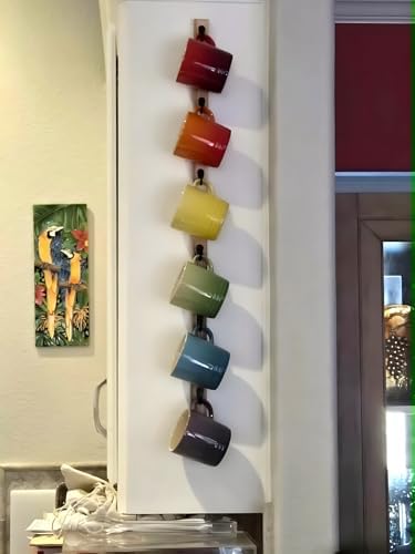 2PCS Wooden Wall Mounted Cup Holder,Coffee Cups Organized Ideal for