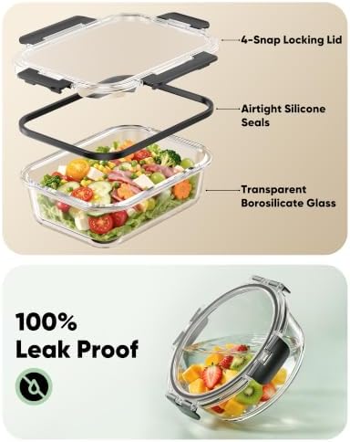 BiuLeon 40 PCS Glass Food Storage Containers with Lids