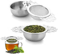 2 Pack Small Fine Mesh Tea Strainers with Bowl, Stainless Steel Loose