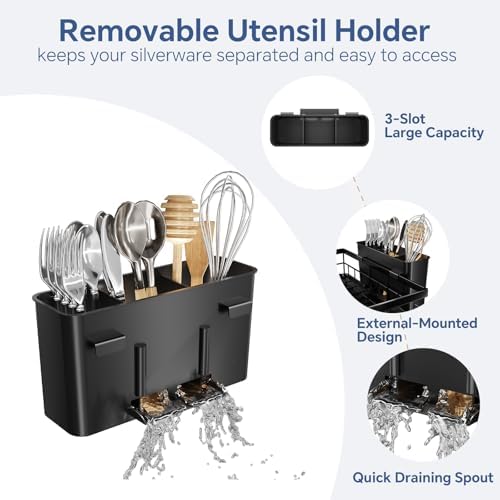 Simple Trending 2-Tier Dish Drying Rack, Black