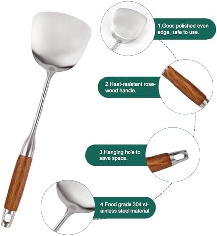 11-Piece 304 Stainless Steel Utensil Set with Wooden Handle
