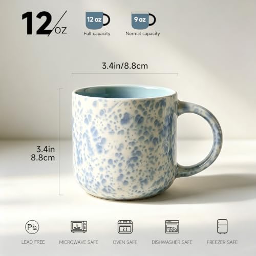 MONITO 12OZ Coffee Mugs Set of 4,Modern Ceramic Coffee Mugs Set with