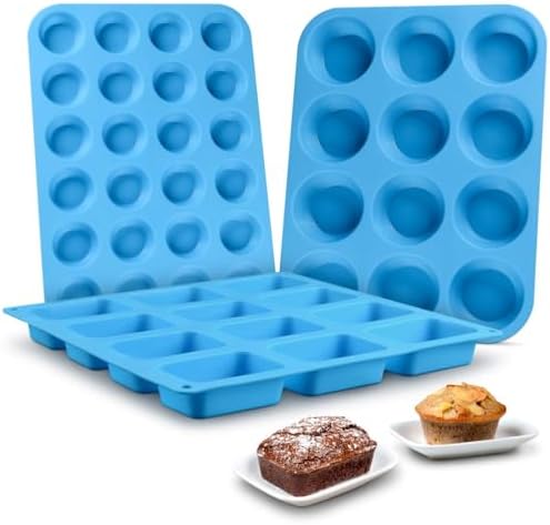 CAKETIME Silicone Muffin Pan - Cupcake Pan, Mini Loaf Pan Silicone