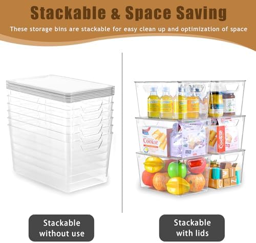 Freebat 6 Pack Clear Storage Bins with Lids, 7 Quart