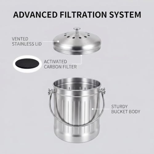 1.3 Gal Kitchen Countertop Compost Bin