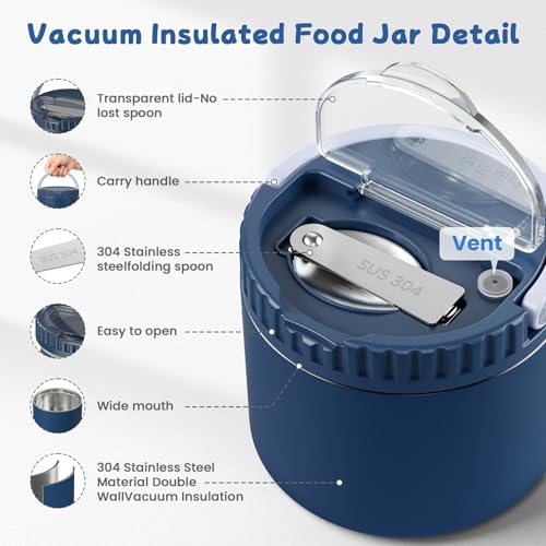 12oz Thermo for Hot Food, Insulated Food Jar with Foldable Spoon