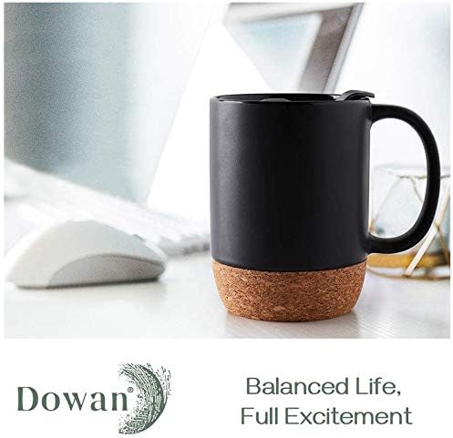 DOWAN Coffee Mugs Set of 2, 15 OZ Coffee Cup with Cork Bottom and