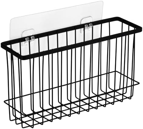 Toplife Wall Door Adhesive Kitchen Wrap Organizer Rack, No Drilling, Black