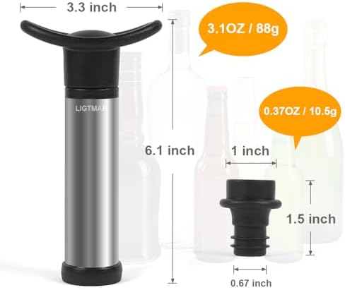 Wine Saver Pump with 6 Vacuum Wine Stoppers Wine Bottle Preserver