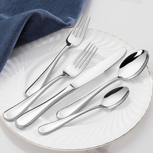 40 Pieces Heavy Silverware Set, 18/10 Stainless Steel Flatware Set for 8