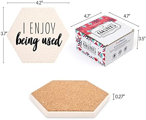 LotFancy Funny Drink Coasters with Holder, 6PCS Absorbent Ceramic