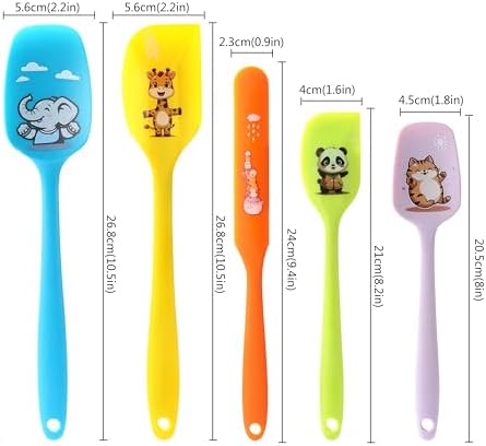 5PCS Silicone Rubber Spatula Set, DQELFA Heat Resistant Food Grade