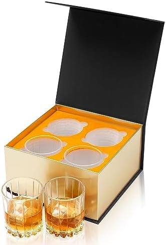 KANARS Bourbon Glasses Set of 4 Crystal Whiskey Rock Glass 10Oz in