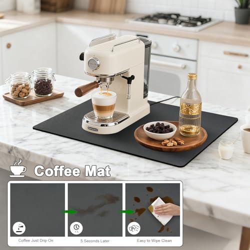 Dish Drying Mat & Coffee Mat for Kitchen Counter, Absorbent Microfiber