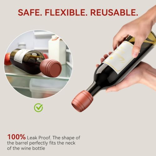 Wine Stoppers for Wine Bottle, 3 Pack Barrel-Shaped Silicone Bottle