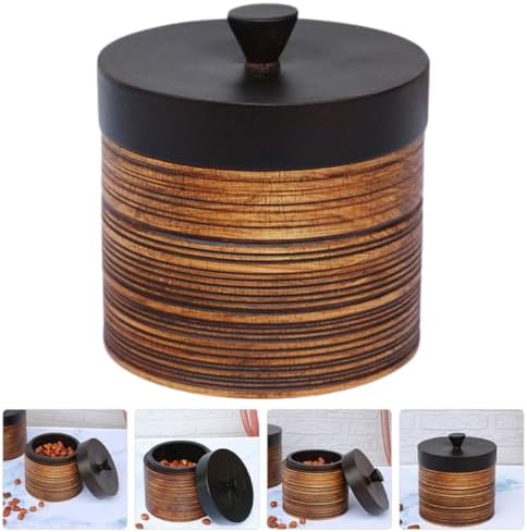 Wooden Tea Storage Tin with Lid for Home Pantry Organization