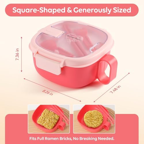 AI LOVE PEACE Microwave Ramen Bowl & Glass Meal Prep Container Bundle