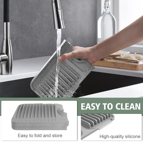 17.7-Inch Kitchen Sink Splash Guard Mat | 7° Slope for Fast