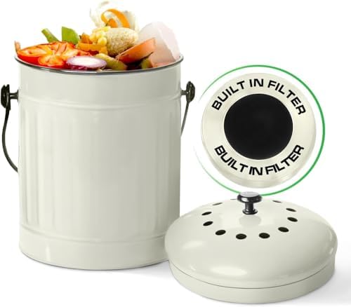 Plexon 1.5 Gallon Kitchen Compost Bin with Lid – Odorless Countertop