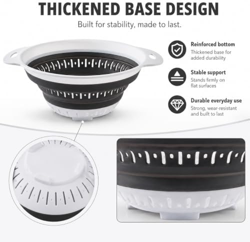 Collapsible Colander & Strainer, Space-Saving Silicone Basket, Round